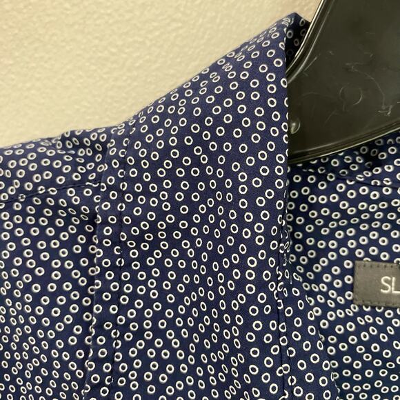 Slate & Stone Navy Circle Print Short Sleeve Button Down Size L - Picture 6 of 9